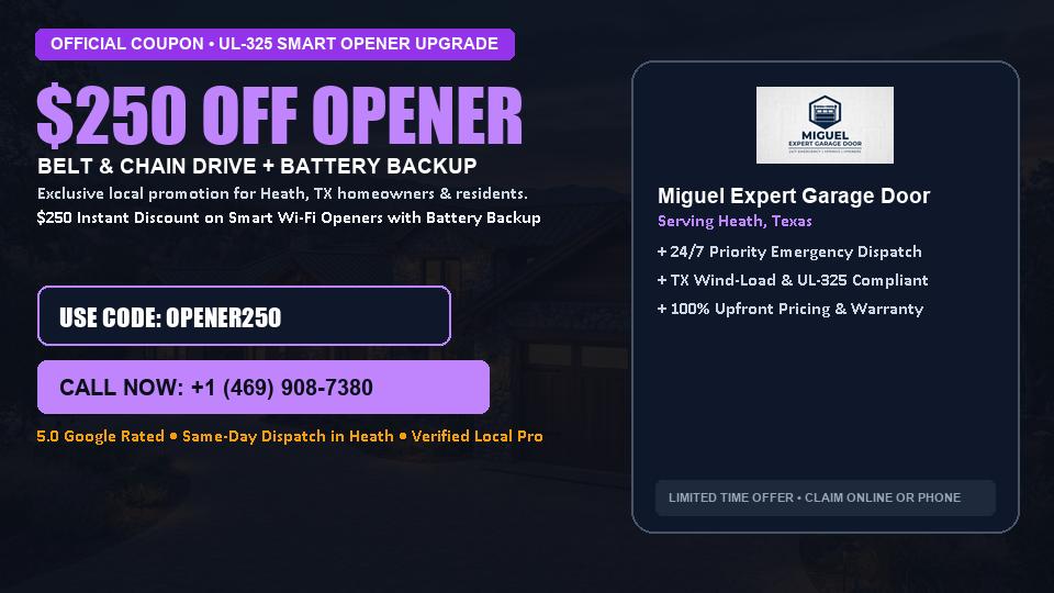 Miguel Expert Garage Door $250 OFF Premium LiftMaster Opener Installation in Heath, TX